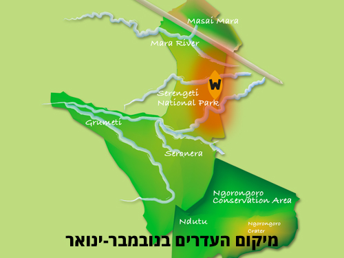 מפת סרנגטי עם דגש על חלקה המזרחי